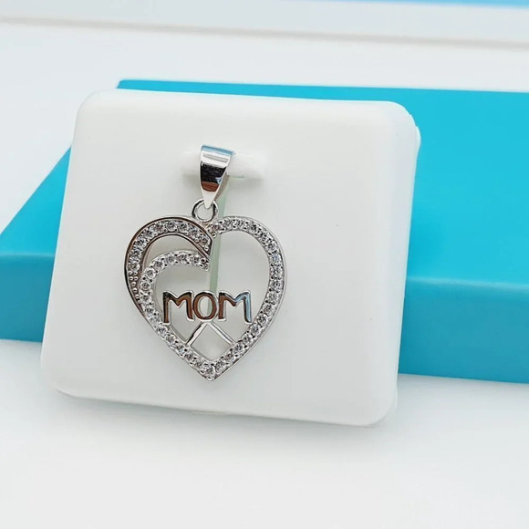 925 Sterling Silver CZ Beautiful Mom Pendant for Women, 1USPAR4089 - Picture 10 of 11